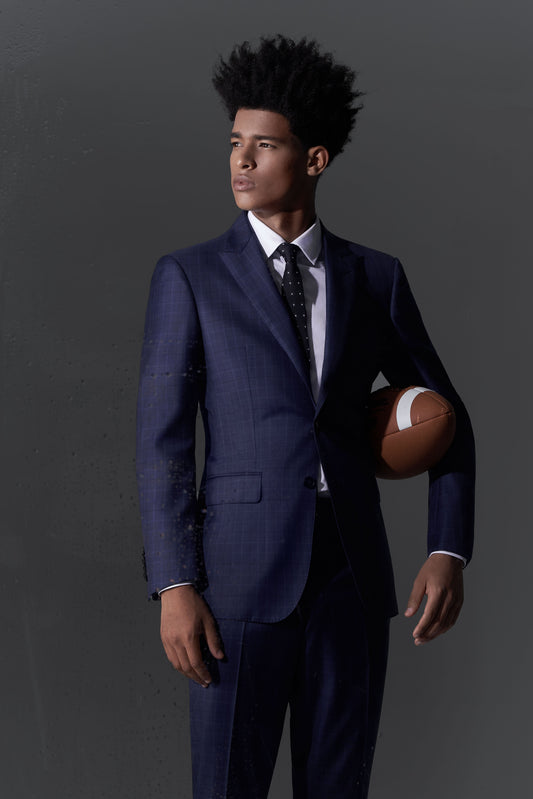 Loro Piana Capolavoro Navy Checked Bespoke Suit | Niviosuits