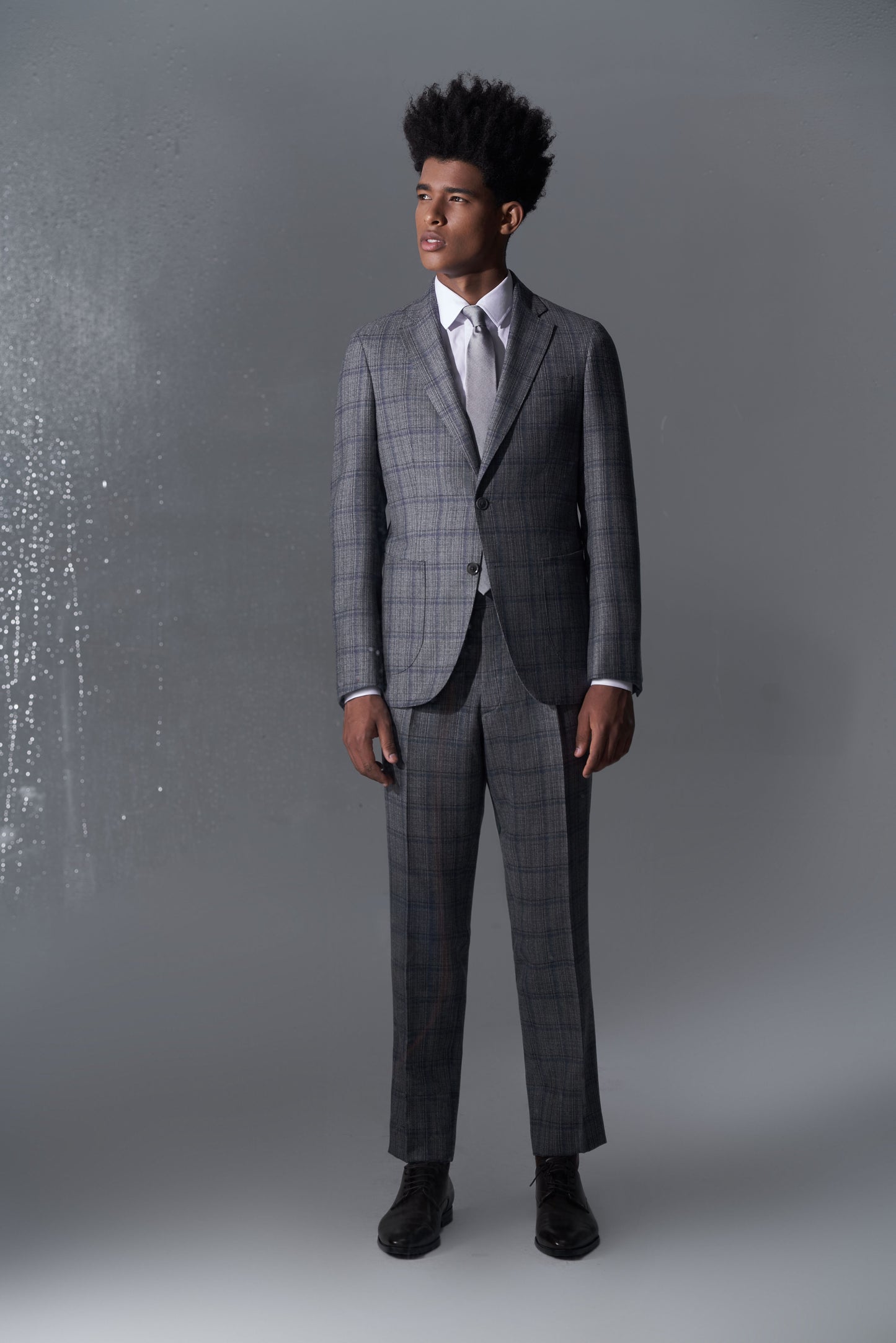 Loro Piana Capolavoro Grey Blue Checked Bespoke Suit | Niviosuits