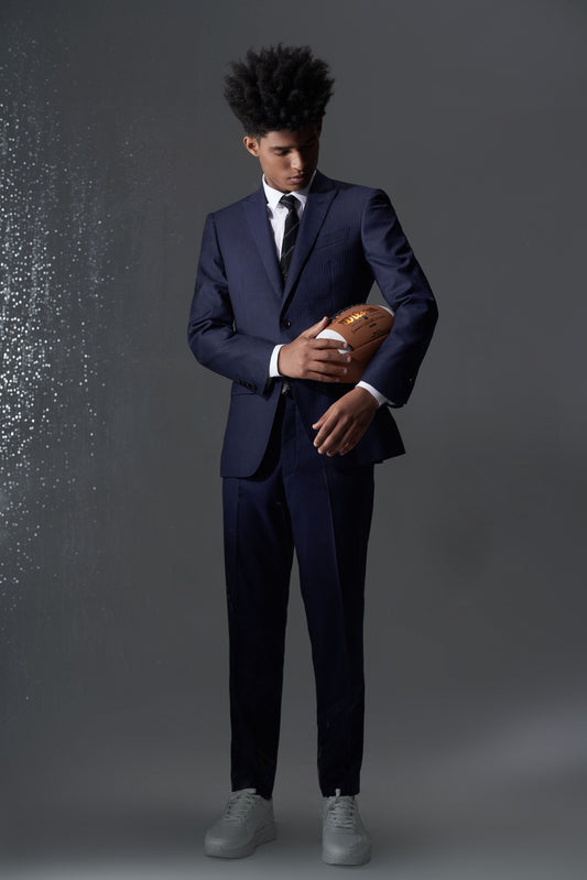 Loro Piana Navy Pinstripe Suit | Four Seasons Super 130's Wool