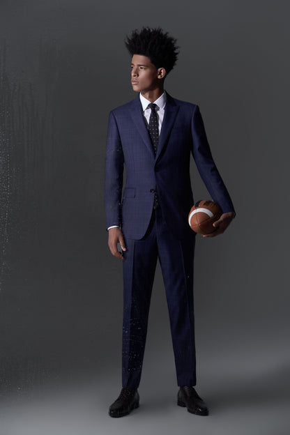 Loro Piana Capolavoro Navy Checked Bespoke Suit | Niviosuits