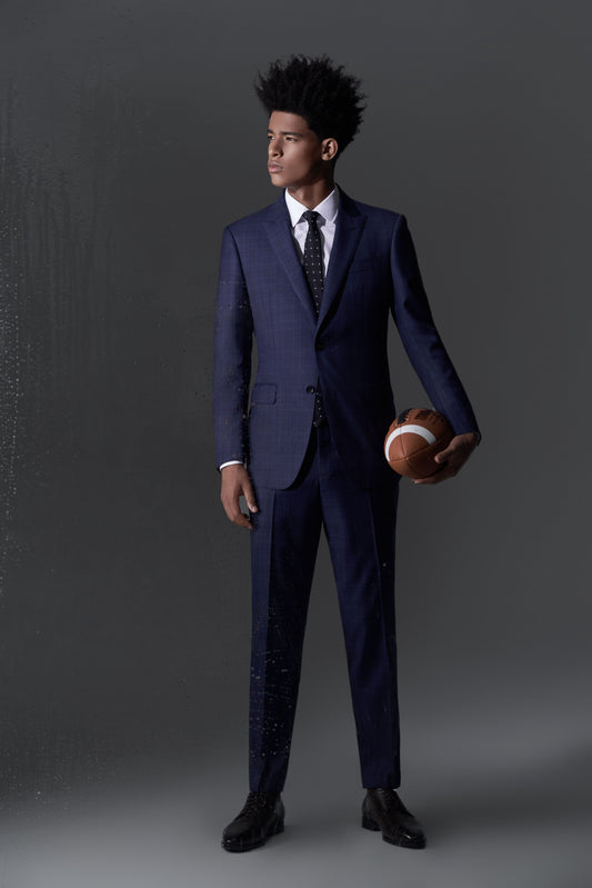 Loro Piana Capolavoro Navy Checked Bespoke Suit | Niviosuits
