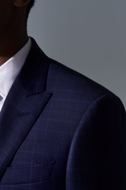 Loro Piana Capolavoro Navy Checked Bespoke Suit | Niviosuits