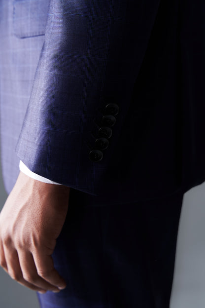 Loro Piana Capolavoro Navy Checked Bespoke Suit | Niviosuits