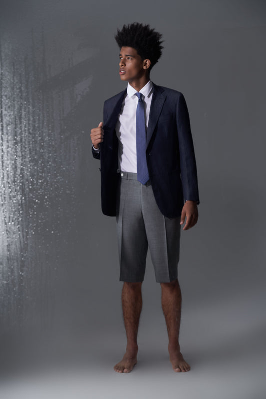 Grey Bermuda Shorts Suit | Summer Tailored Look